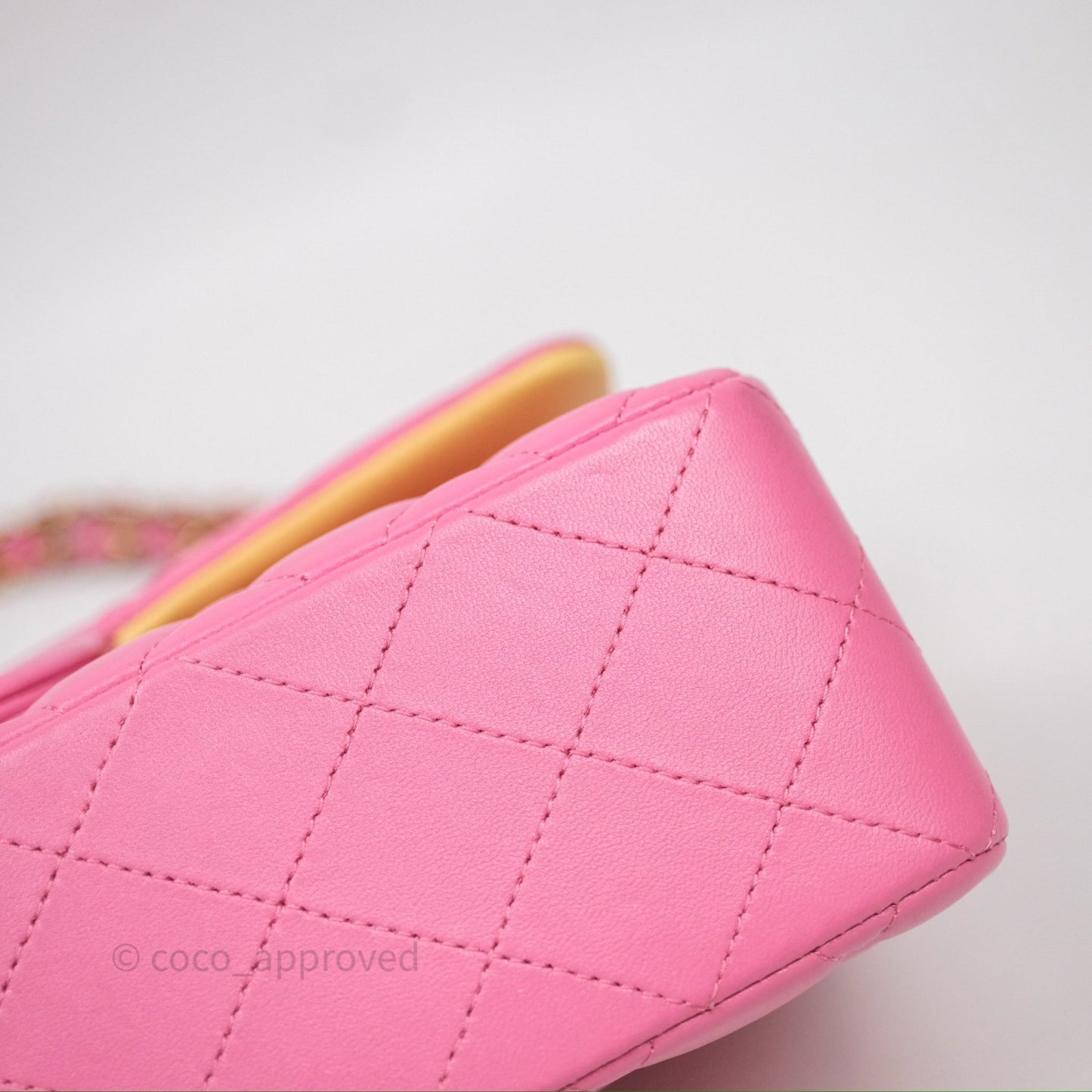Chanel Small Classic Flap Quilted Pink Lambskin Rainbow Hardware