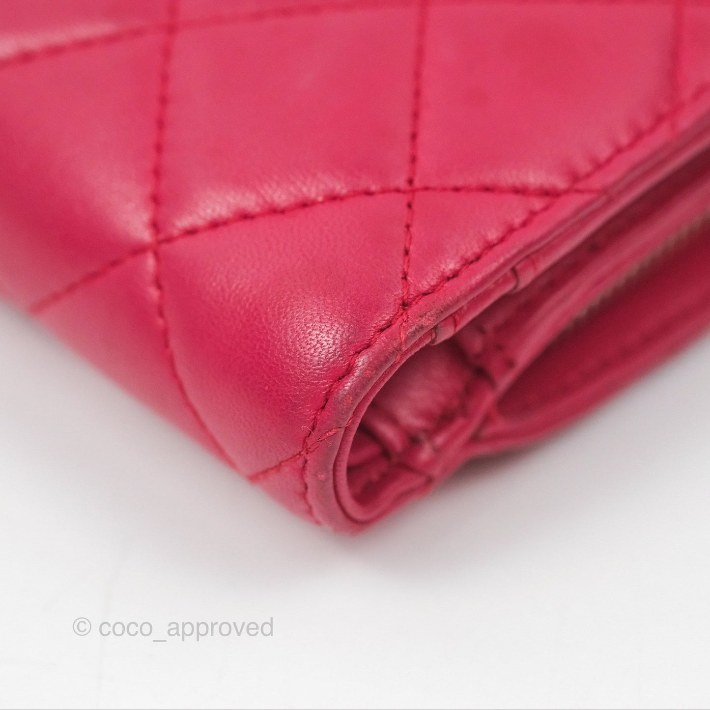 Chanel Quilted Classic French Wallet Lambskin Red Silver Hardware