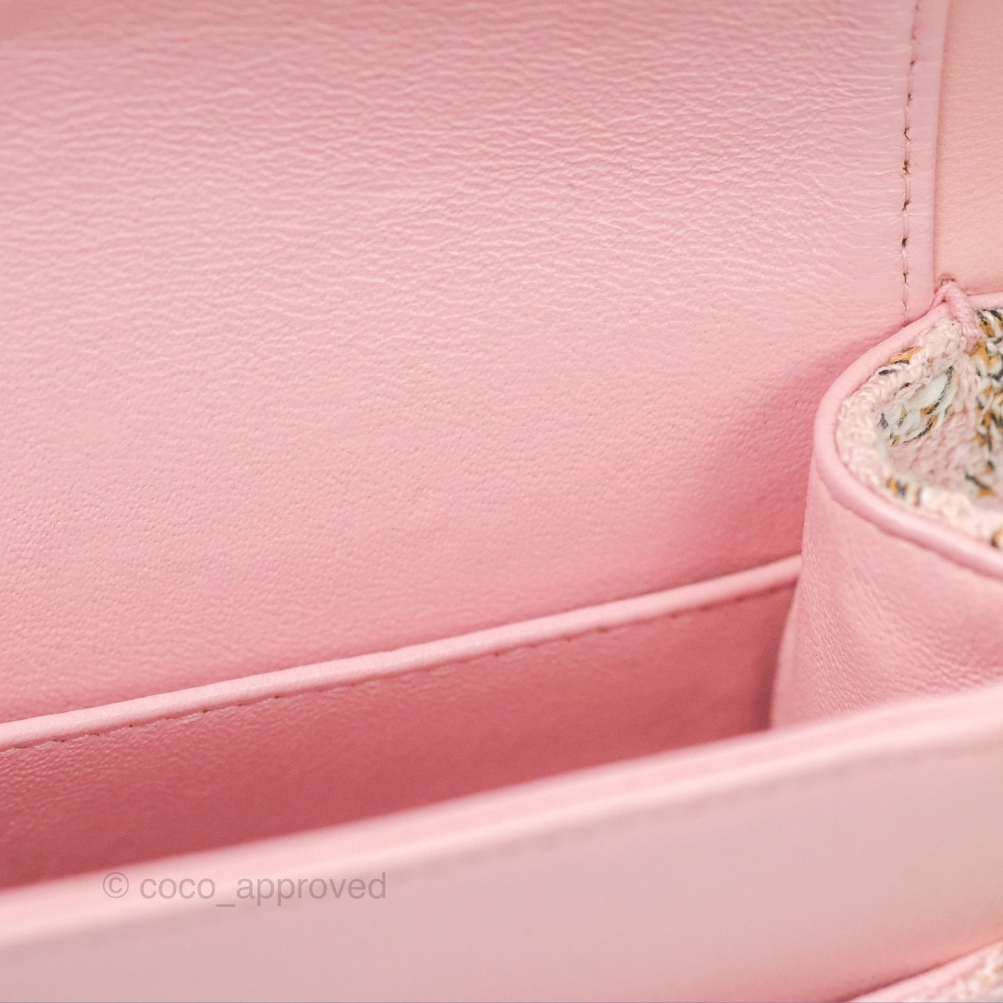 Chanel Classic M/L Medium Flap Quilted Pink Tweed Silver Hardware