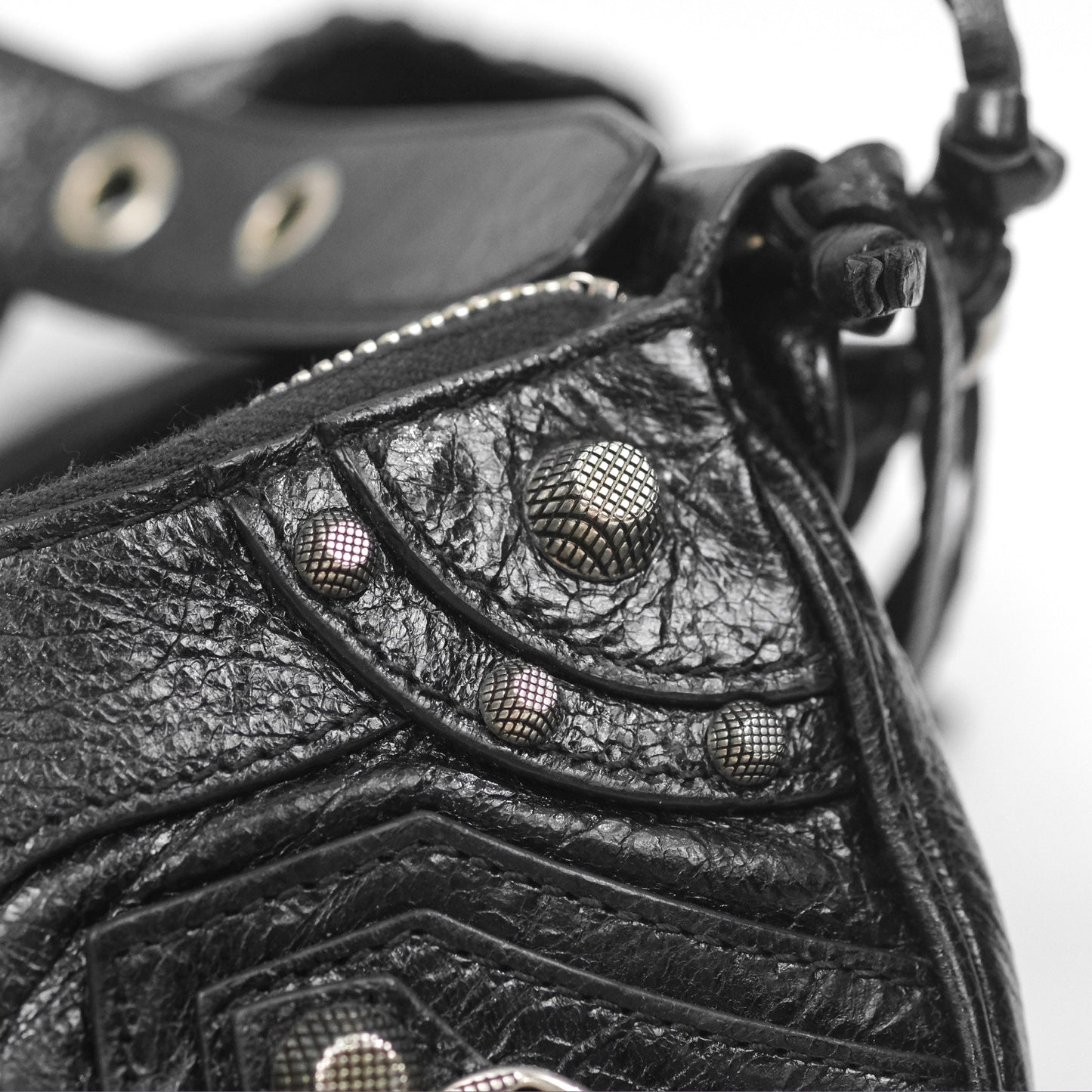Balenciaga Le Cagole Shoulder Bag Black Aged Calfskin Silver Hardware