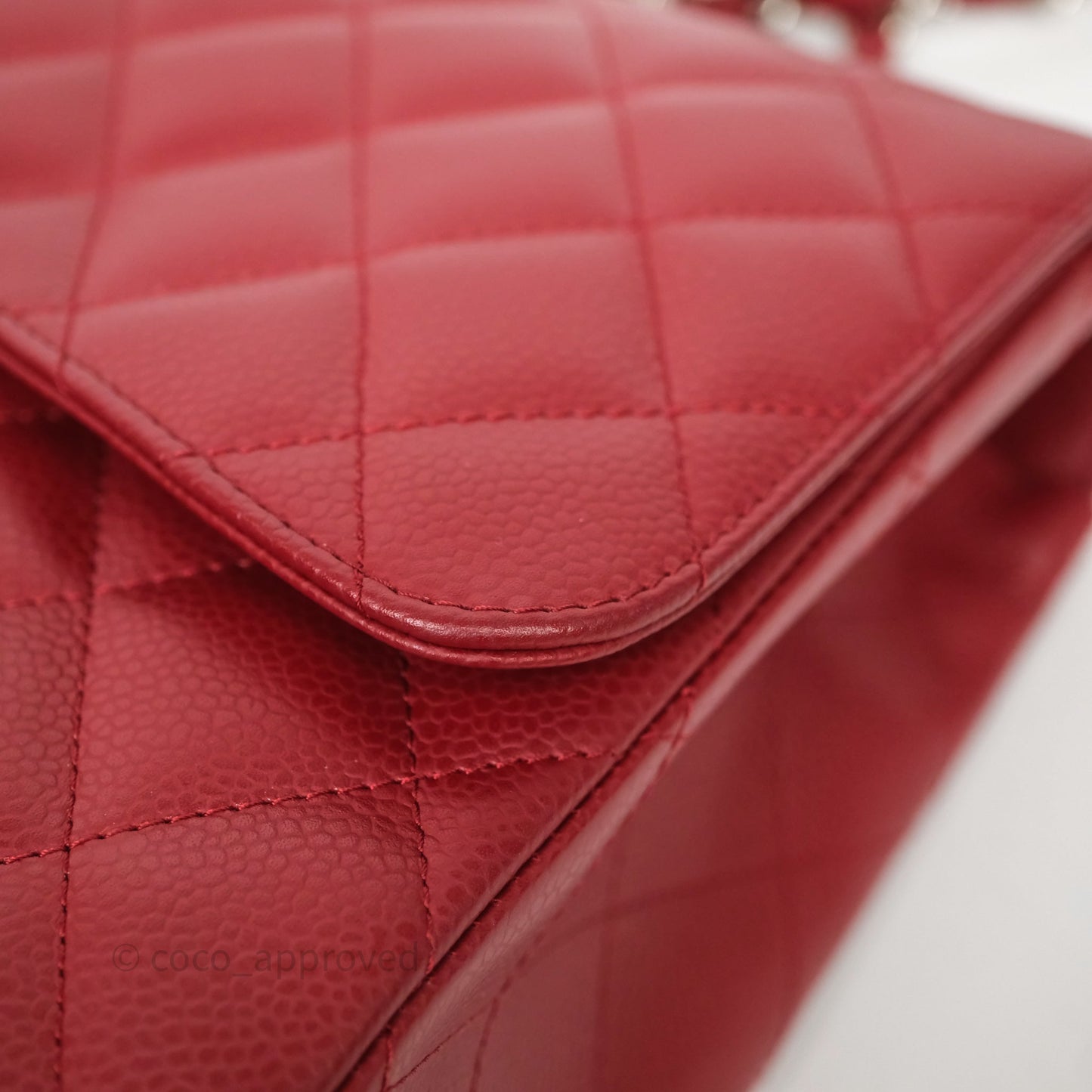 Chanel Jumbo Single Flap Dark Red Caviar Silver Hardware⁣⁣