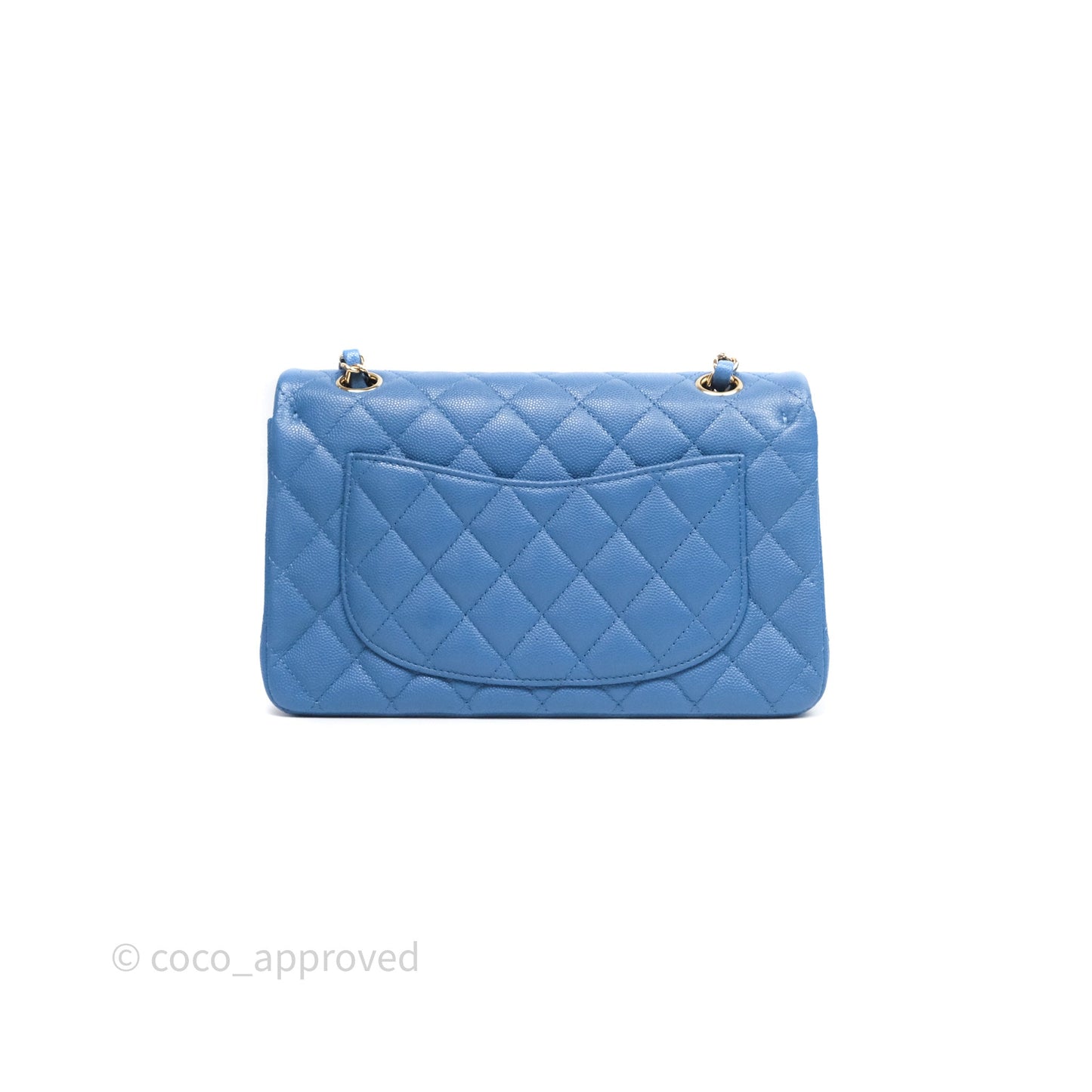 Chanel Small Classic Flap Quilted Blue Caviar Gold Hardware 20S