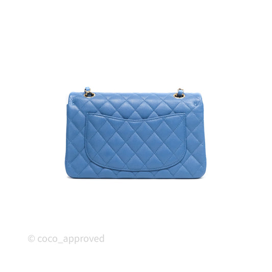 Chanel Small Classic Flap Quilted Blue Caviar Gold Hardware 20S