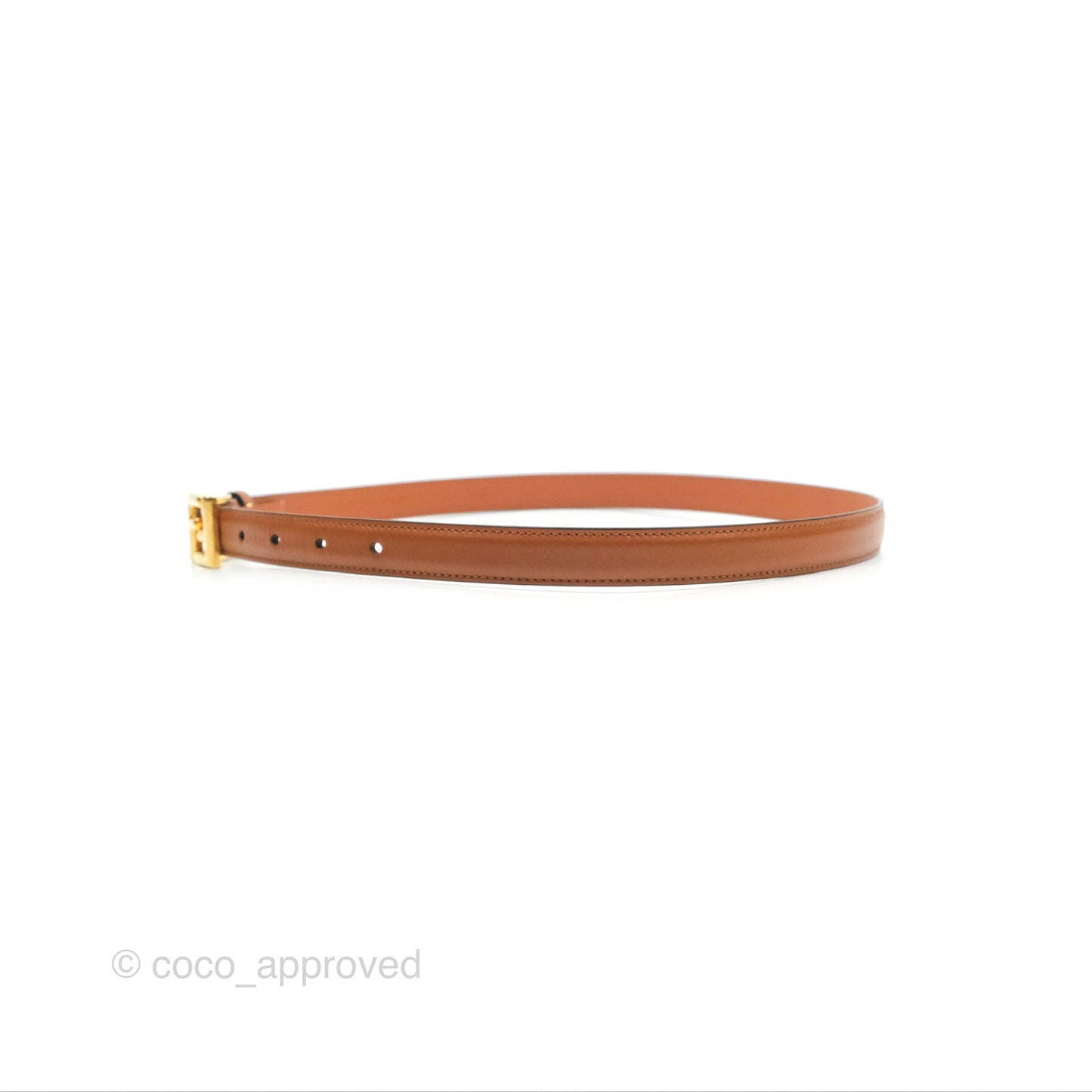 Fendi FF 20 mm Belt Brown Gold Hardware 80 32