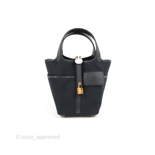 Hermes Picotin Lock 18 Cargo Pockets Black Gold Hardware