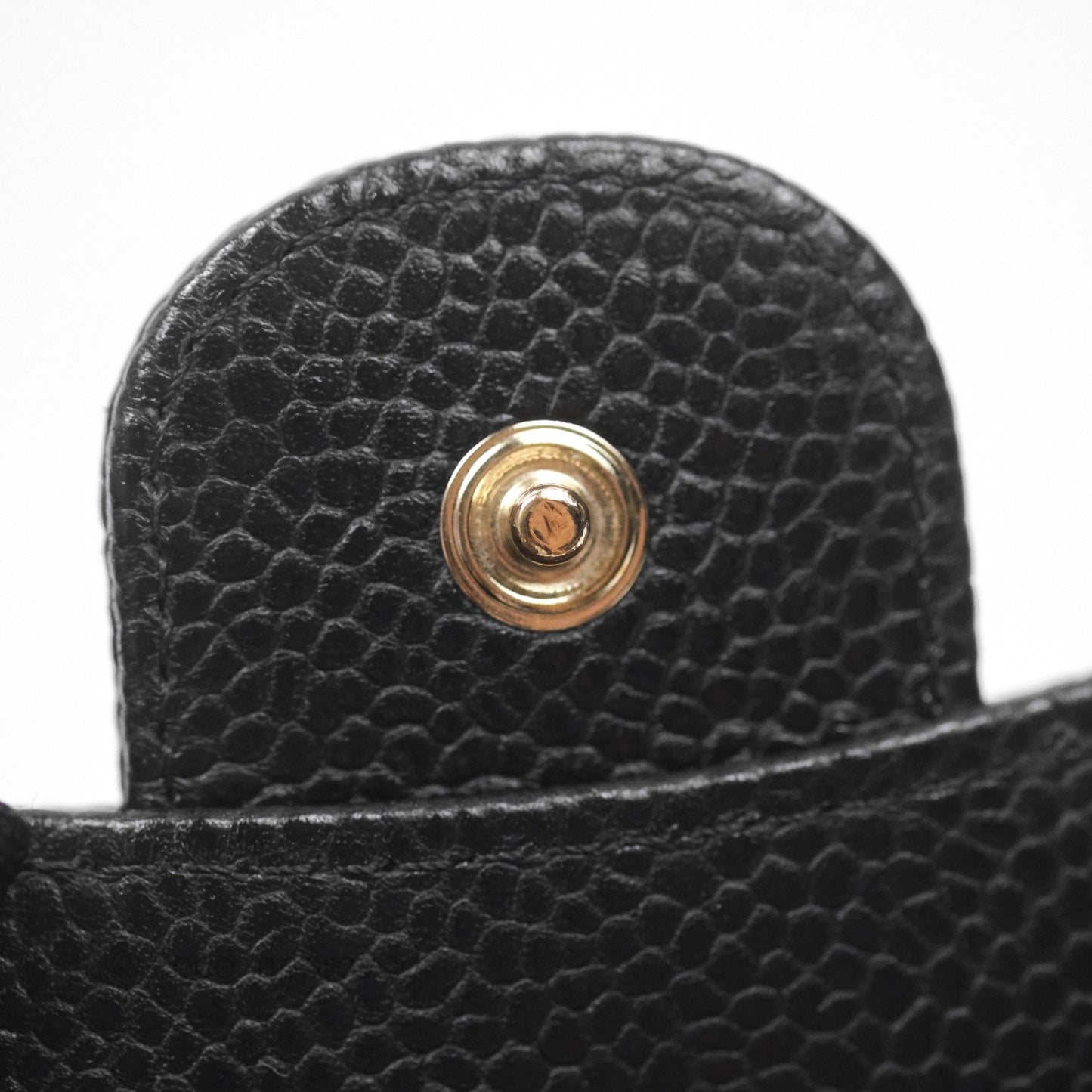 Chanel Caviar Quilted Flap Card Holder Black Gold Hardware