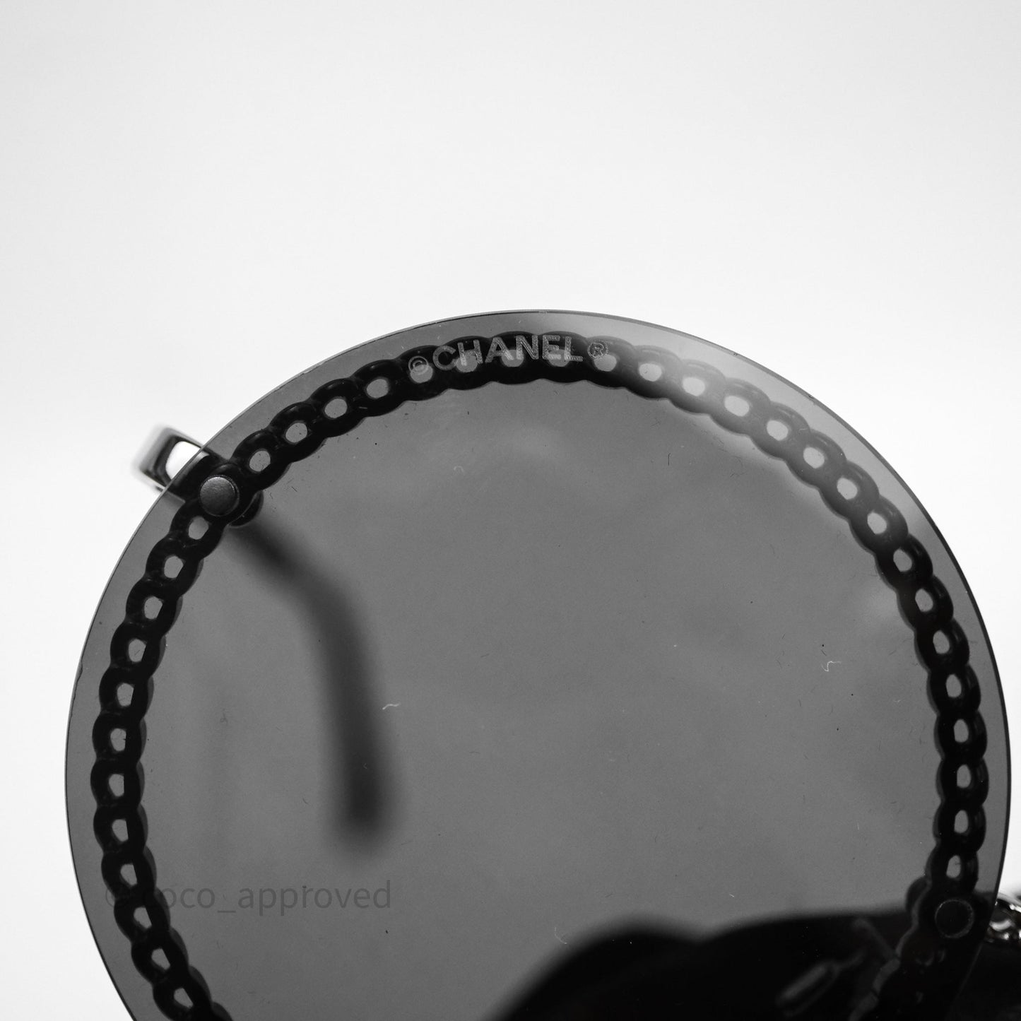 Chanel Round Sunglasses With Chain Black