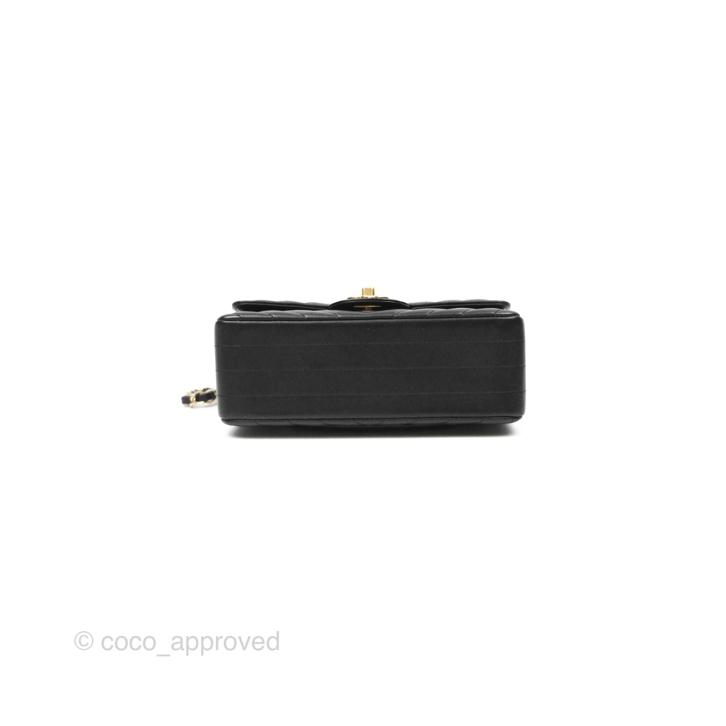Chanel Chevron Mini Rectangular Flap Black Lambskin Gold Hardware