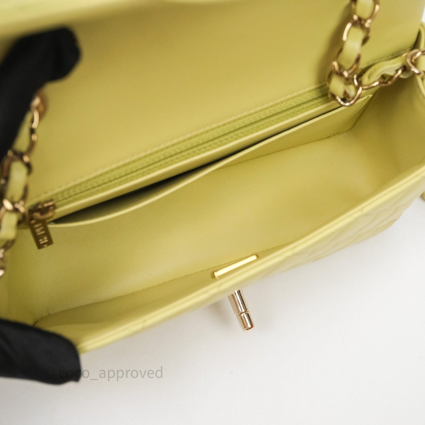 Chanel Mini Rectangular Flap Quilted Green Lambskin Gold Hardware
