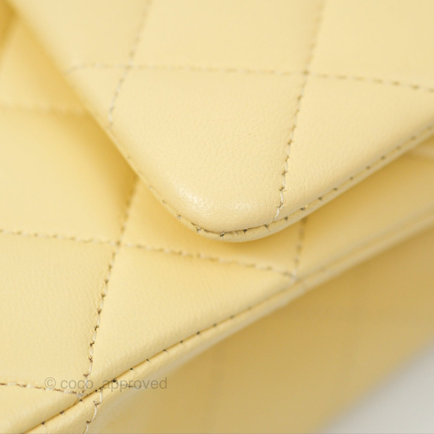 Chanel Classic M/L Medium Flap Quilted Yellow Lambskin Gold Hardware