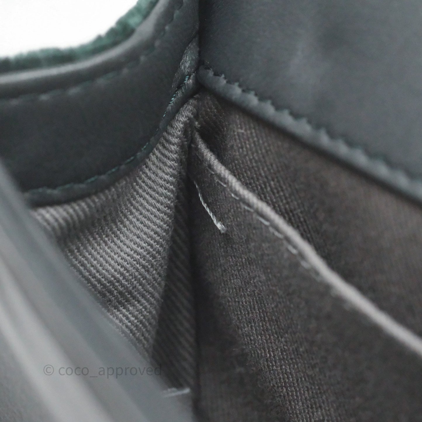 Chanel Small Boy Quilted Dark Green Velvet Ruthenium Hardware