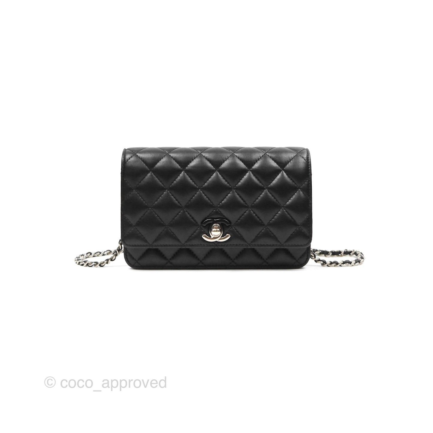 Chanel Gradient CC Wallet On Chain WOC Black Lambskin Silver Hardware 23K