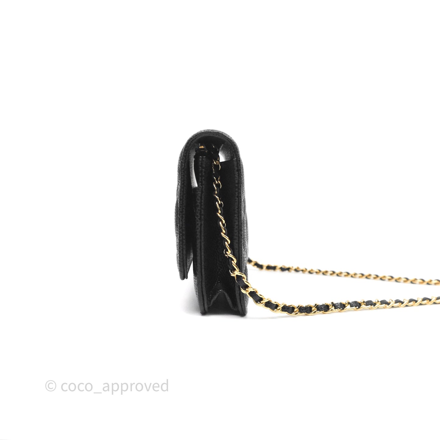 Chanel Classic Quilted Wallet On Chain WOC Black Caviar Gold Hardware