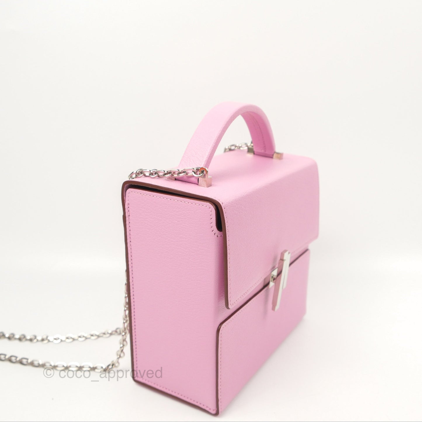 Hermès Cinhetic Box Bag Mauve Sylvestre Chevre Mysore Palladium Hardware