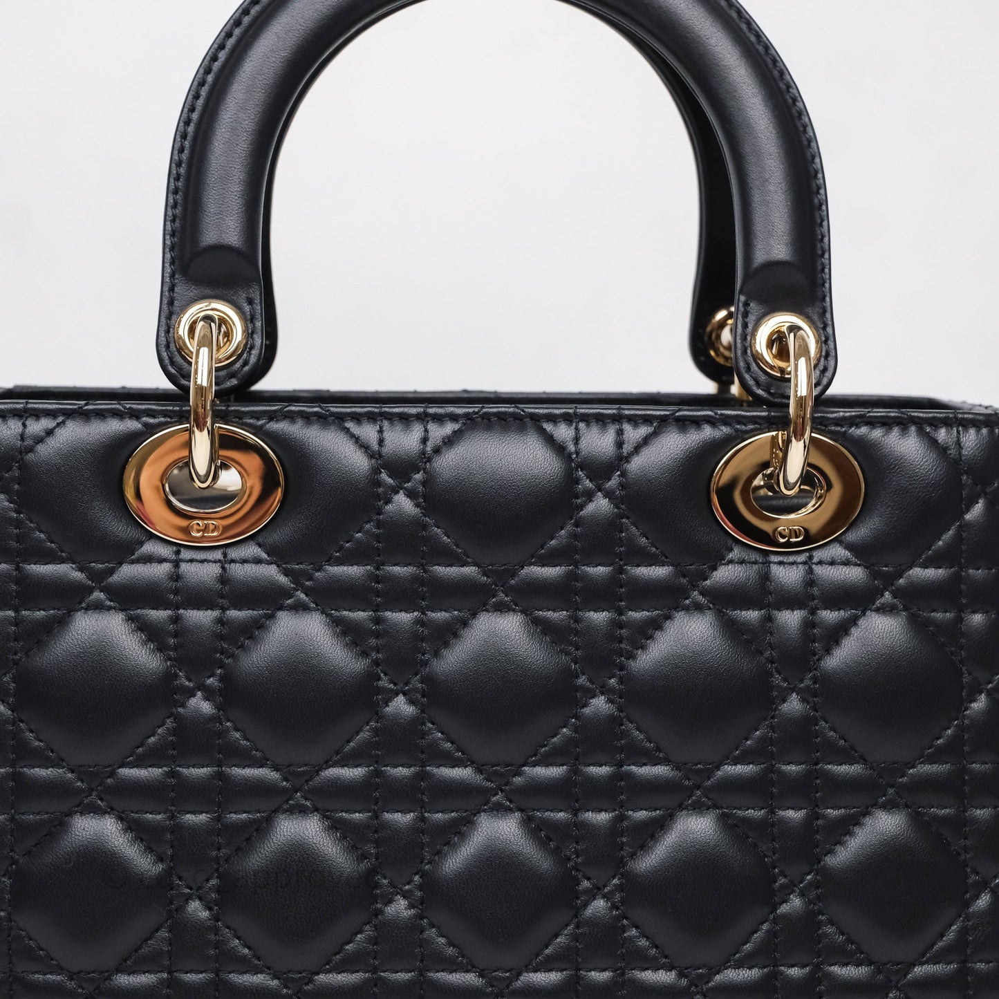 Christian Dior Medium Lady Dior Navy Lambskin Gold Hardware