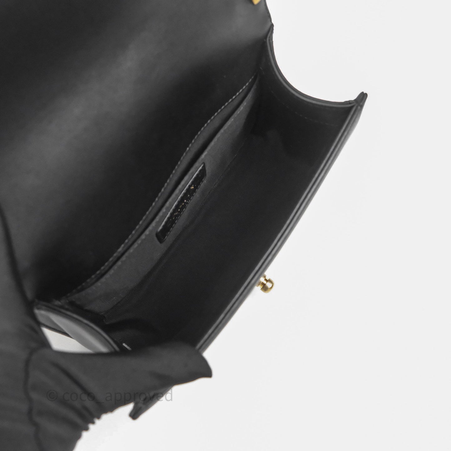 Chanel Small Boy Quilted Black Calfskin Aged Gold Hardware