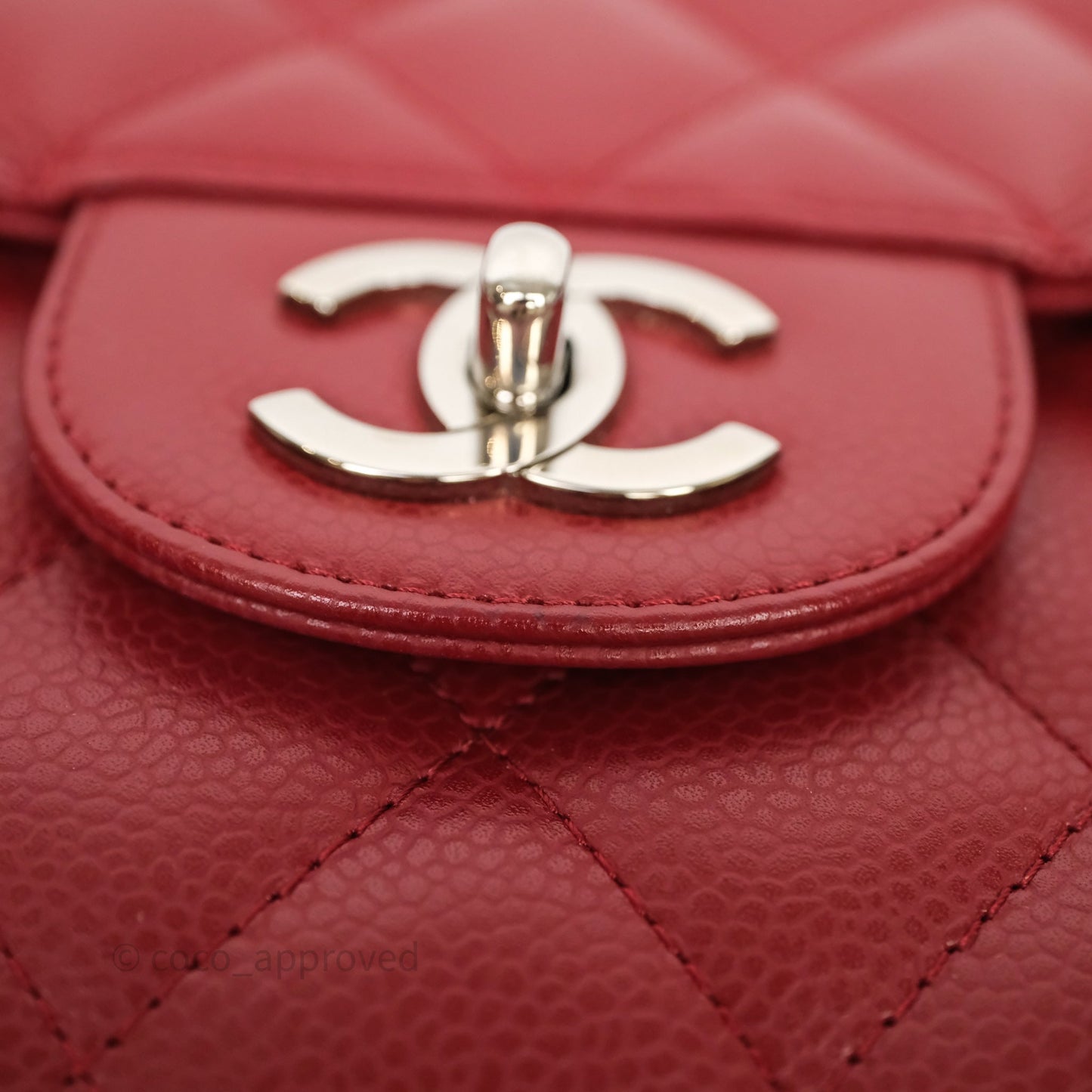 Chanel Jumbo Single Flap Dark Red Caviar Silver Hardware⁣⁣