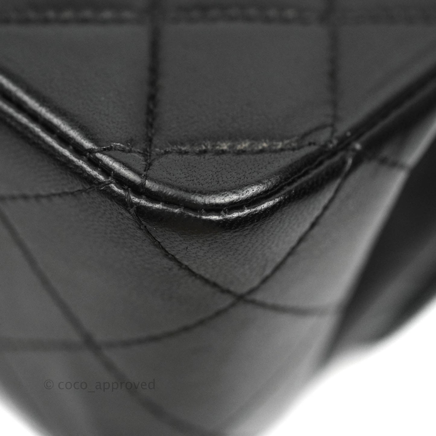 Chanel Classic M/L Medium Double Flap Black Lambskin Silver Hardware