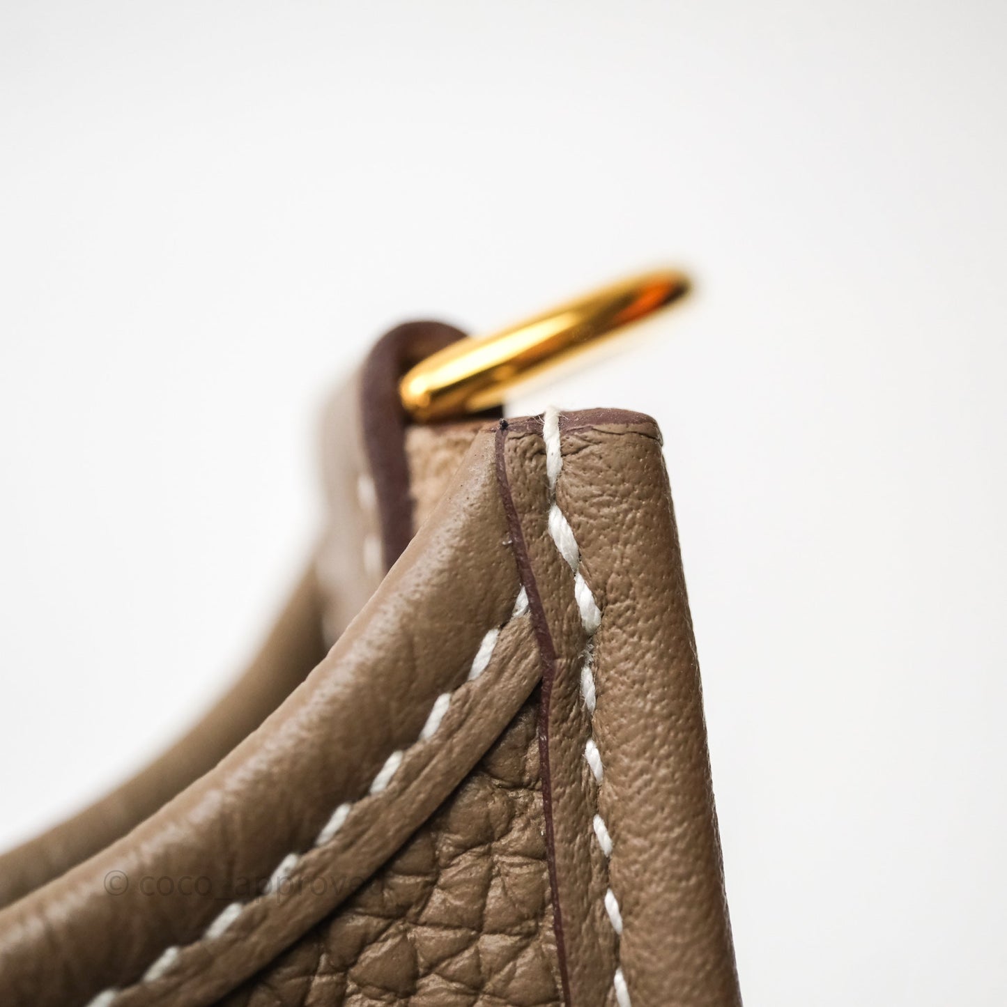 Hermès Mini Evelyne 16 Etoupe 18 Clemence Gold Hardware Bleu Indigo Strap