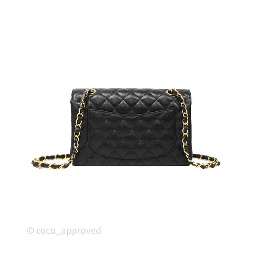 Chanel Small Classic Flap Quilted Black Caviar Gold Hardware