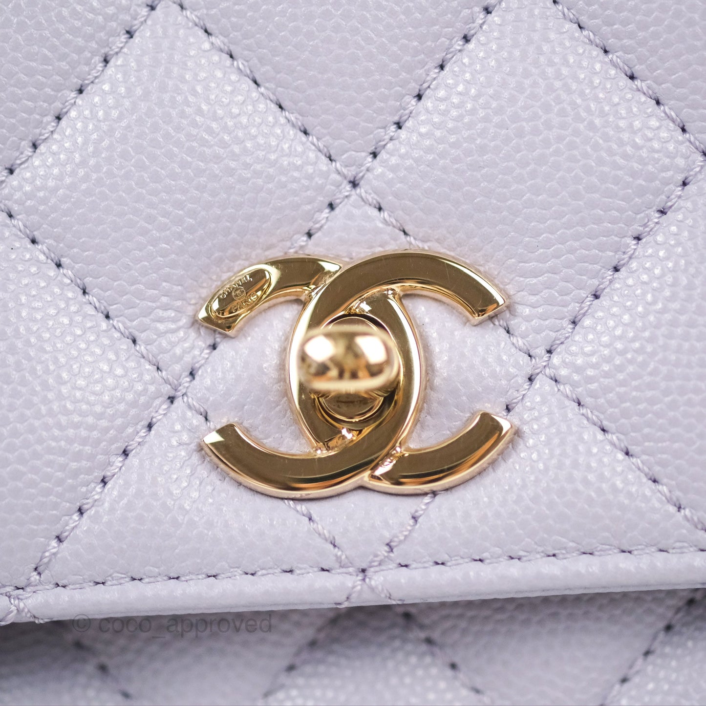 Chanel Small Coco Handle Quilted Lilac Caviar Gold Hardware