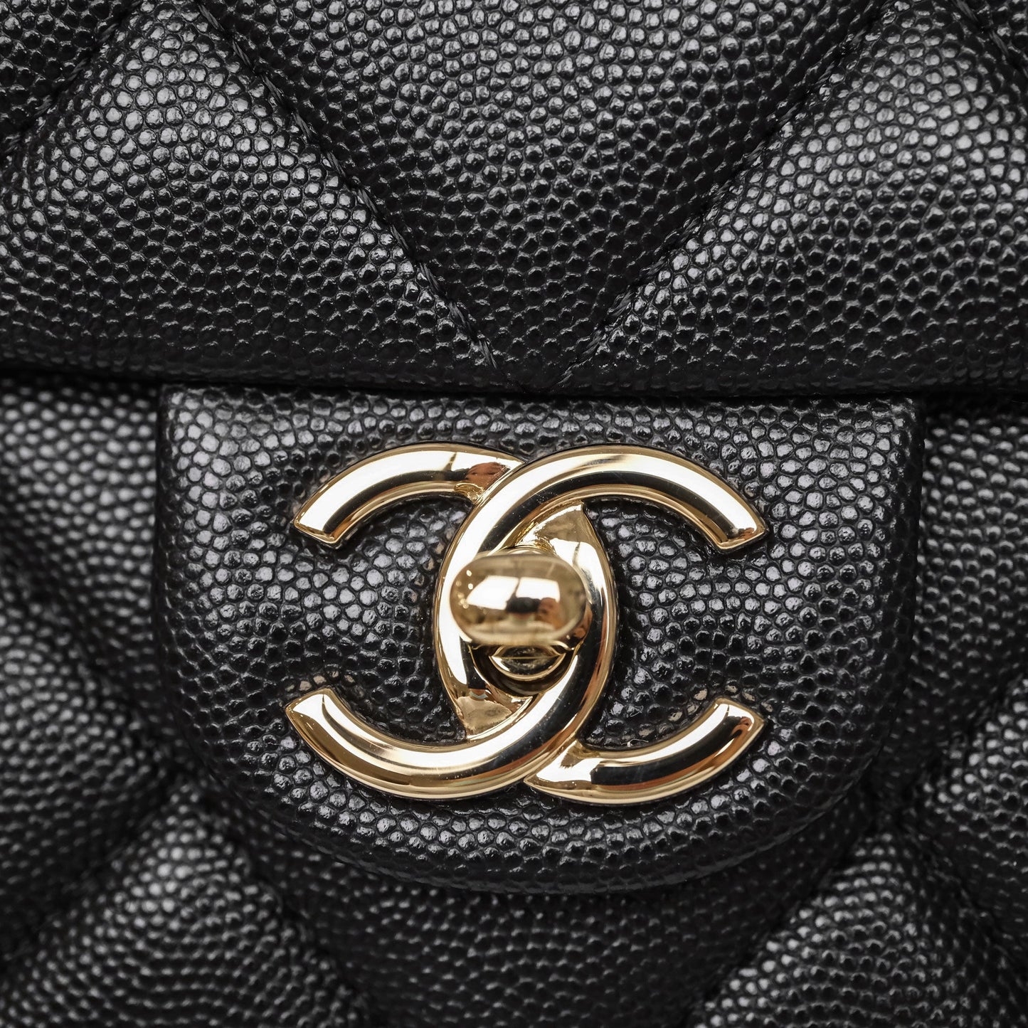 Chanel Quilted Small Top Handle Flap Bag Black Caviar Gold Hardware