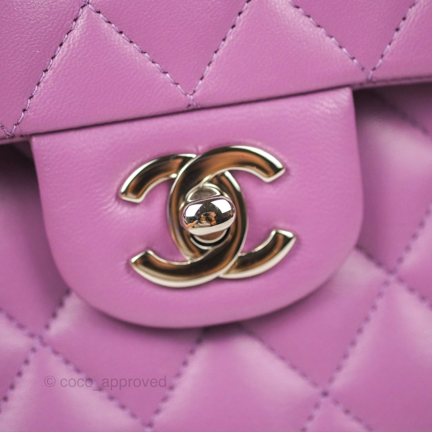 Chanel Small Classic Quilted Flap Purple Lambskin Silver Hardware