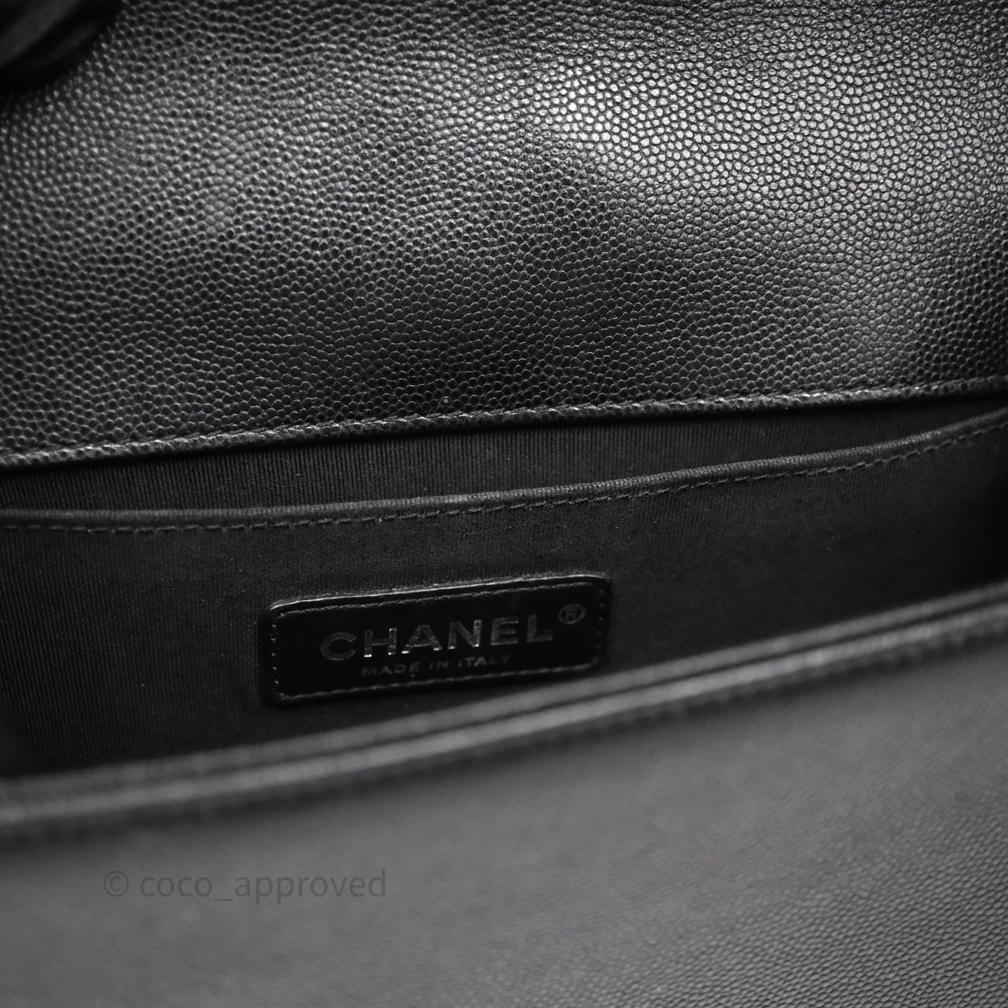 Chanel Medium Boy Chevron Black Caviar Ruthenium Hardware