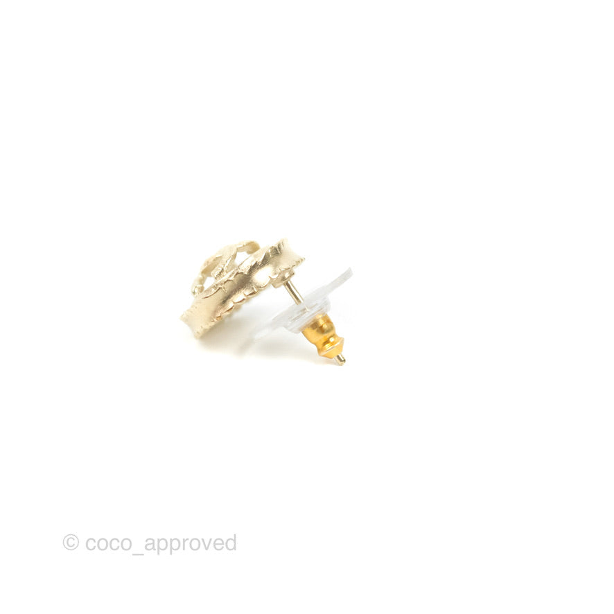 Chanel CC Round Earrings Gold Tone 20S
