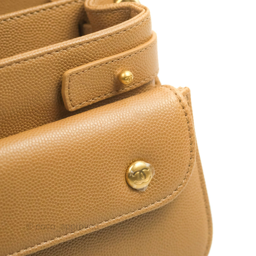 Chanel Mini Messenger Bag Beige Caviar Gold Hardware 21K