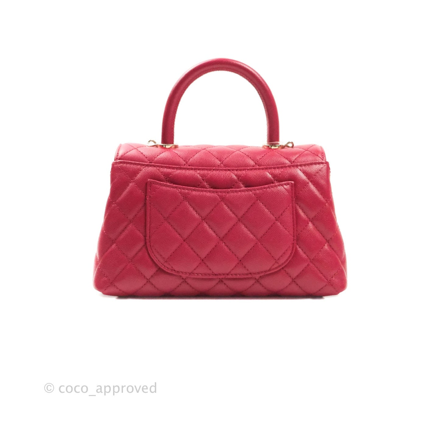 Chanel Mini (Small) Coco Handle Quilted Red Caviar Gold Hardware 21A