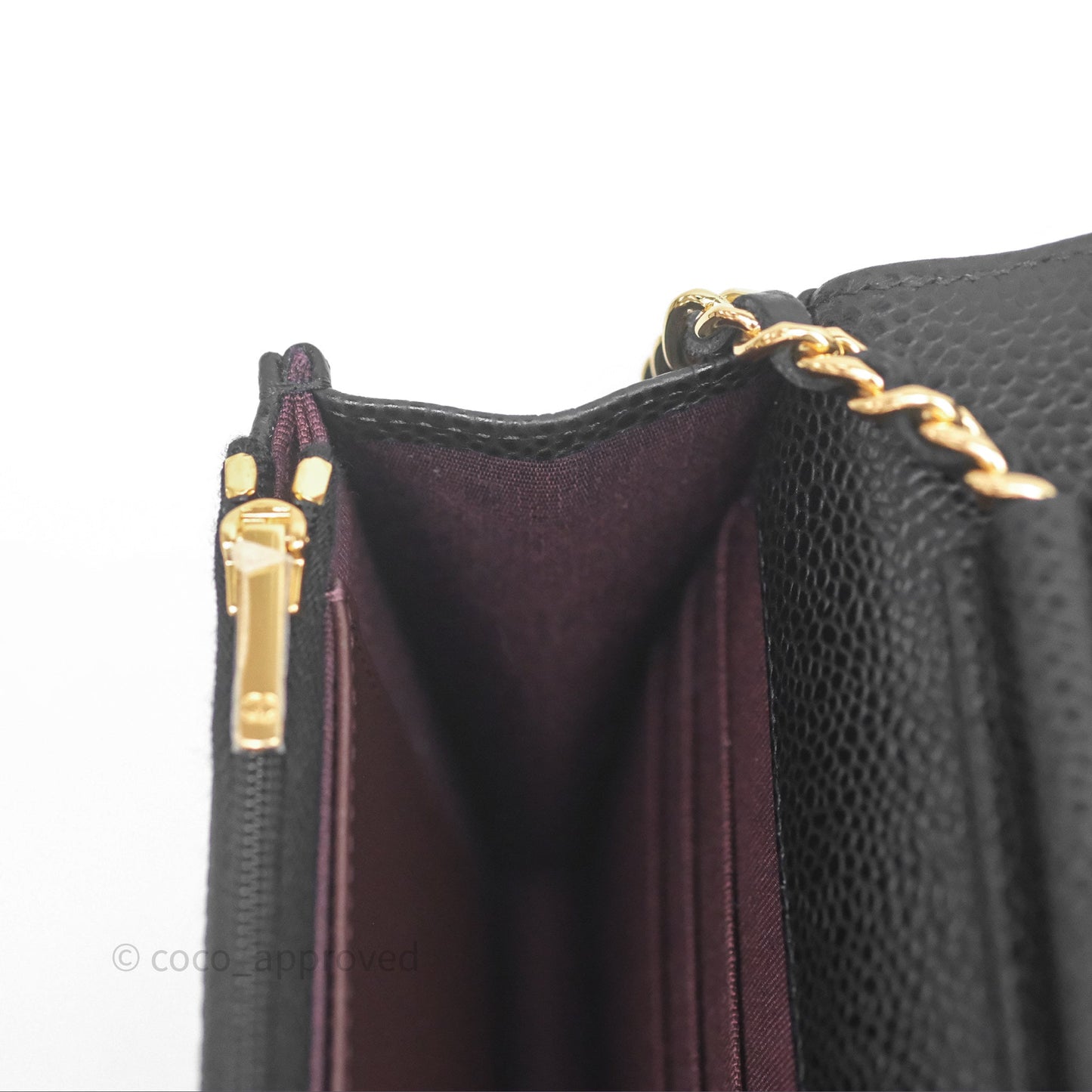 Chanel Classic Quilted Wallet On Chain WOC Black Caviar Gold Hardware