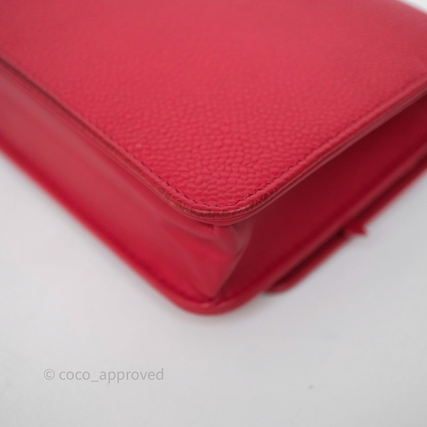 Chanel CC Wallet On Chain WOC Dark Pink Caviar Silver Hardware