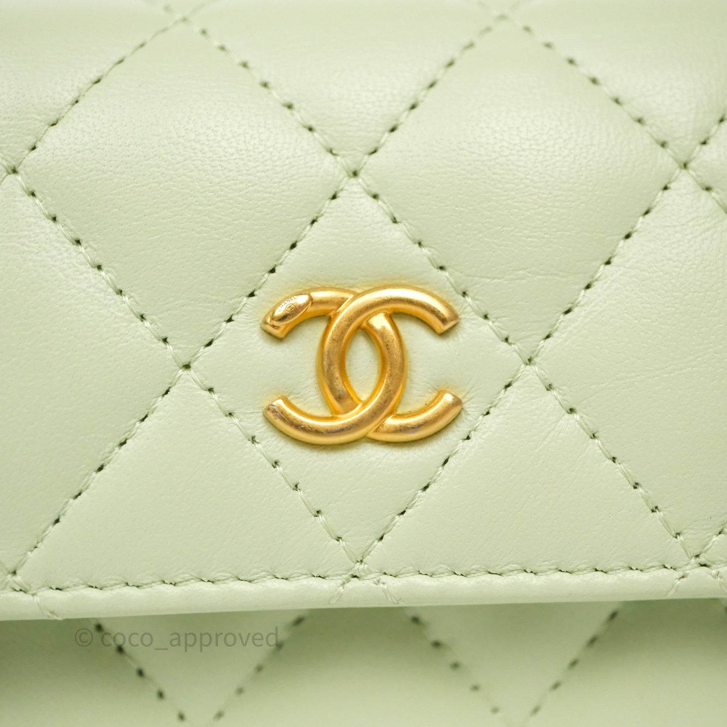 Chanel Pearl Crush Mini Clutch Belt Bag Green Lambskin Aged Gold Hardware