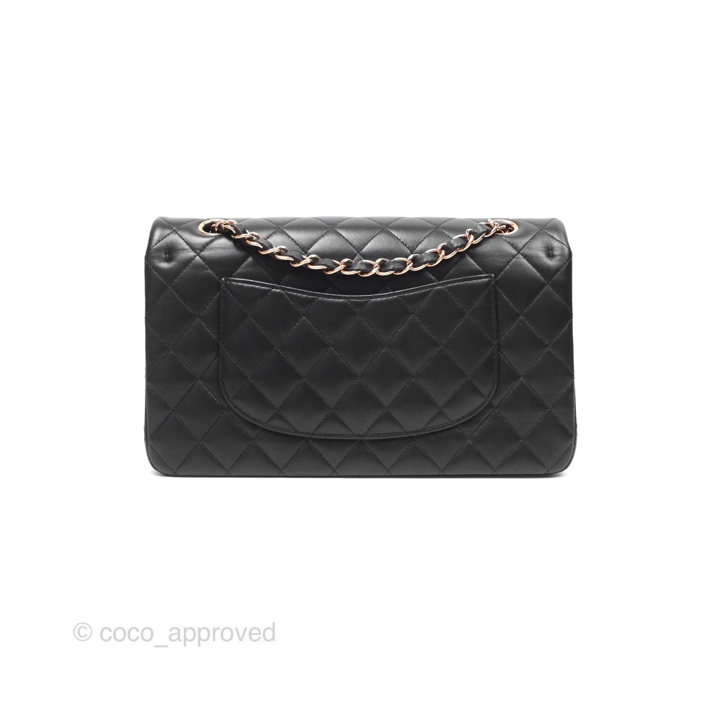 Chanel Classic M/L Medium Flap Quilted Black Lambskin Rose Gold Hardware