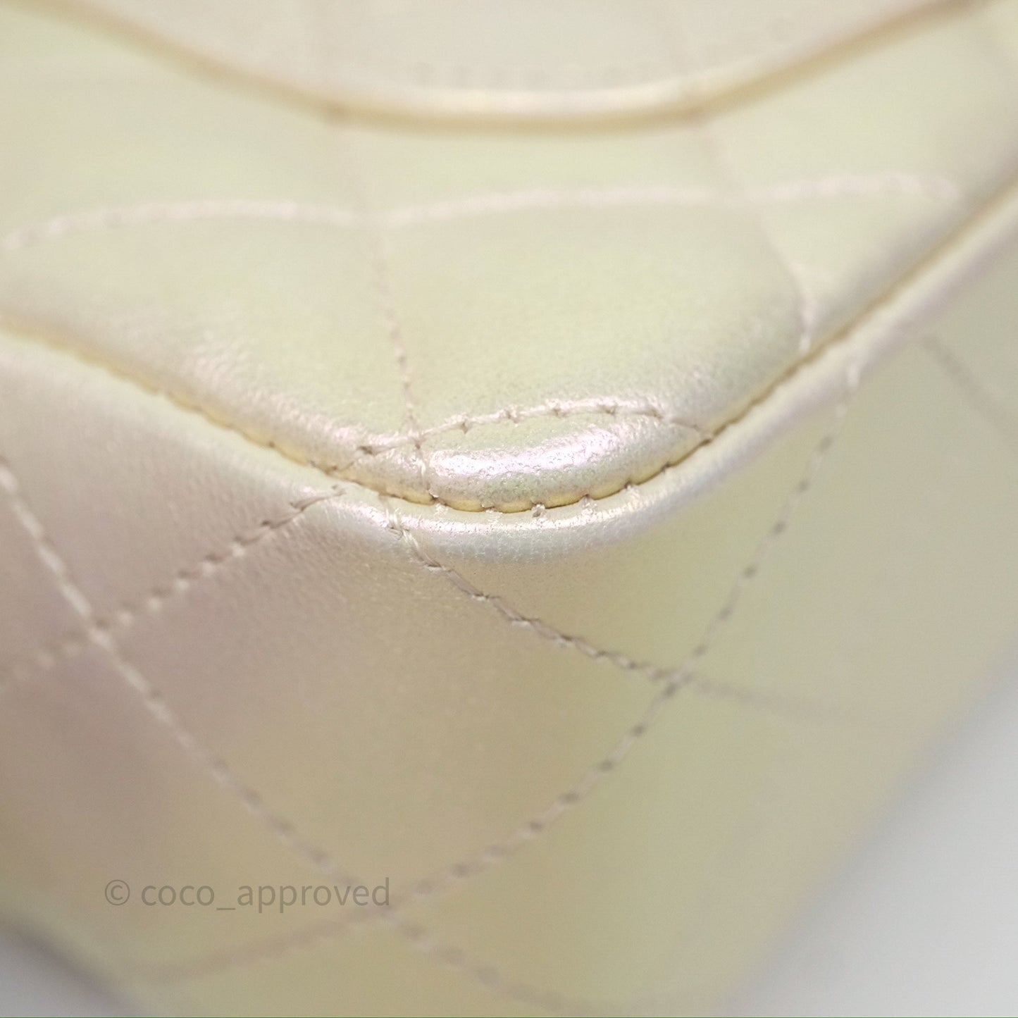 Chanel Mini Rectangular Quilted Iridescent Ivory Lambskin Gold Hardware 20B