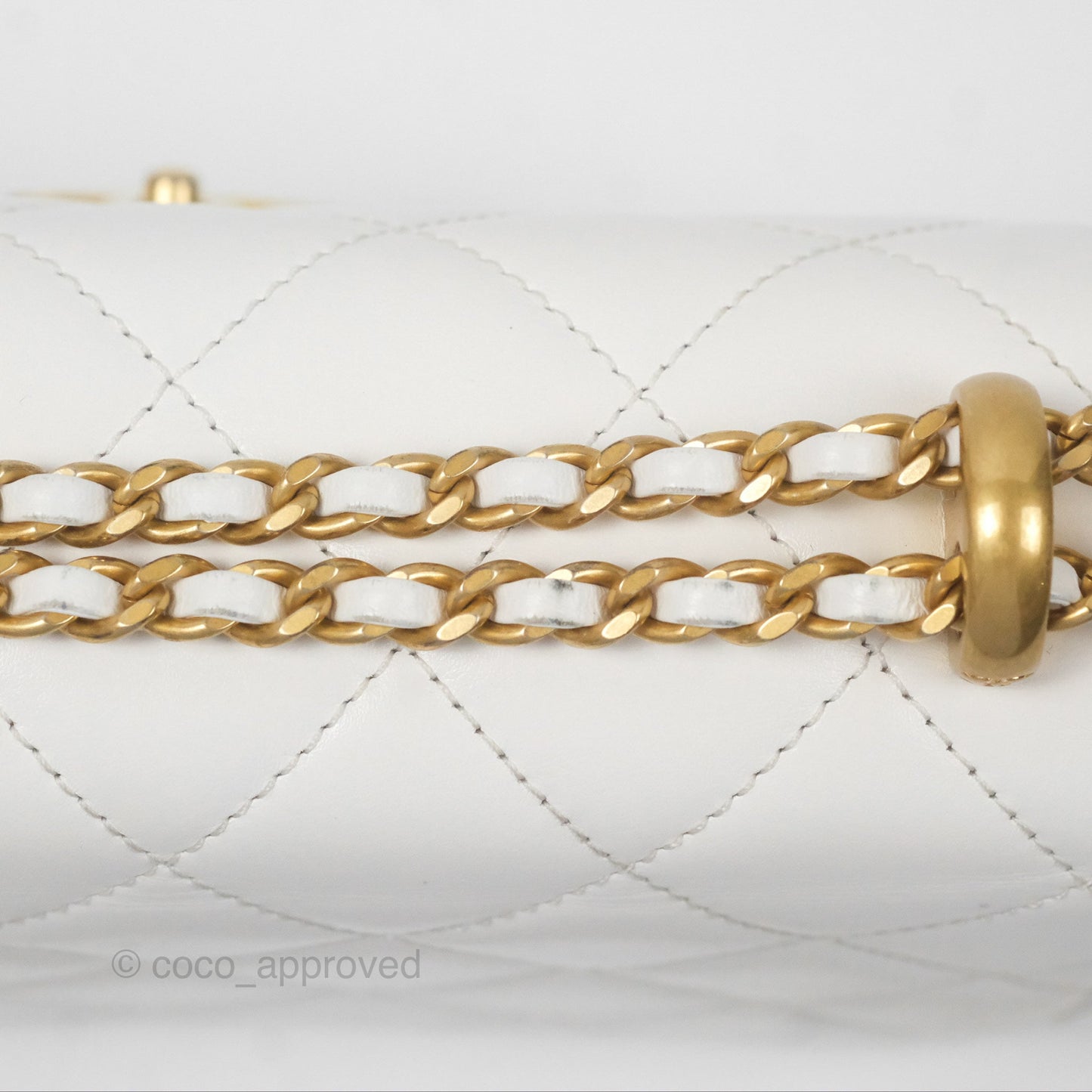 Chanel Quilted Mini Perfect Fit Adjustable White Calfskin Gold Hardware 24C