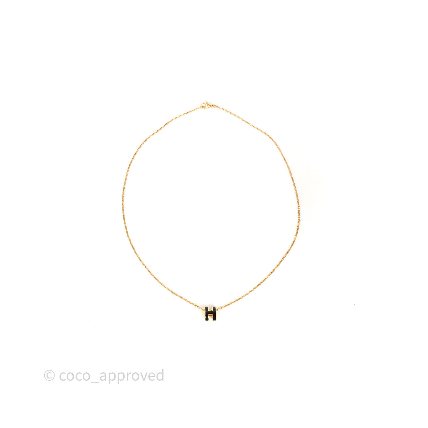 Hermès Mini Pop H Pendant Necklace Black Gold Hardware