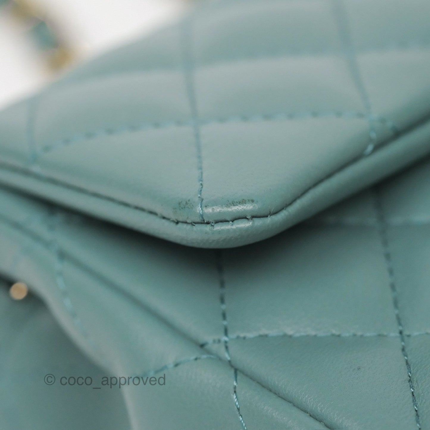 Chanel Quilted Mini Rectangular Flap Turquoise Blue Lambskin Gold Hardware