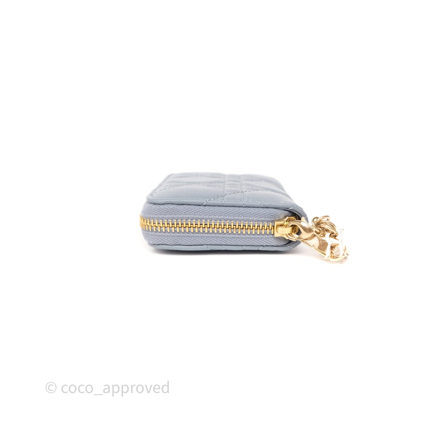Dior Small Lady Dior Voyageur Coin Purse Cloud Blue Lambskin Cannage
