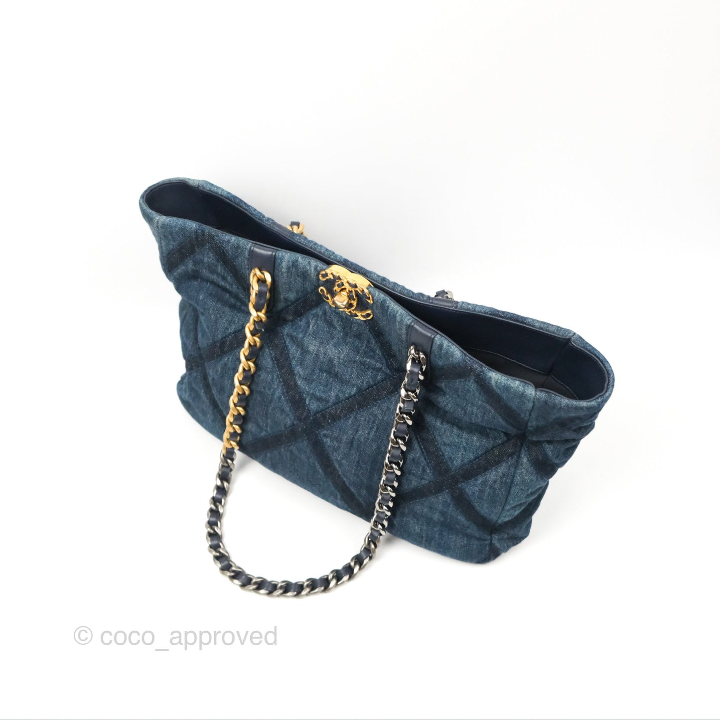 Chanel 19 Tote Quilted Denim Mixed Hardware 23C