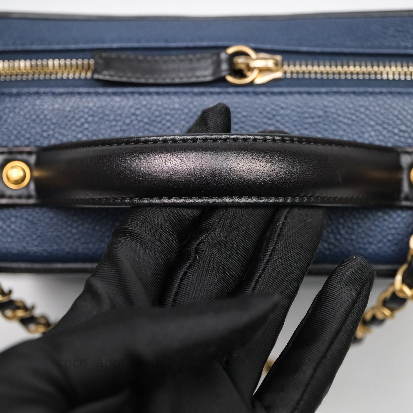 Chanel Quilted Large CC Filigree Vanity Case Navy Black Caviar