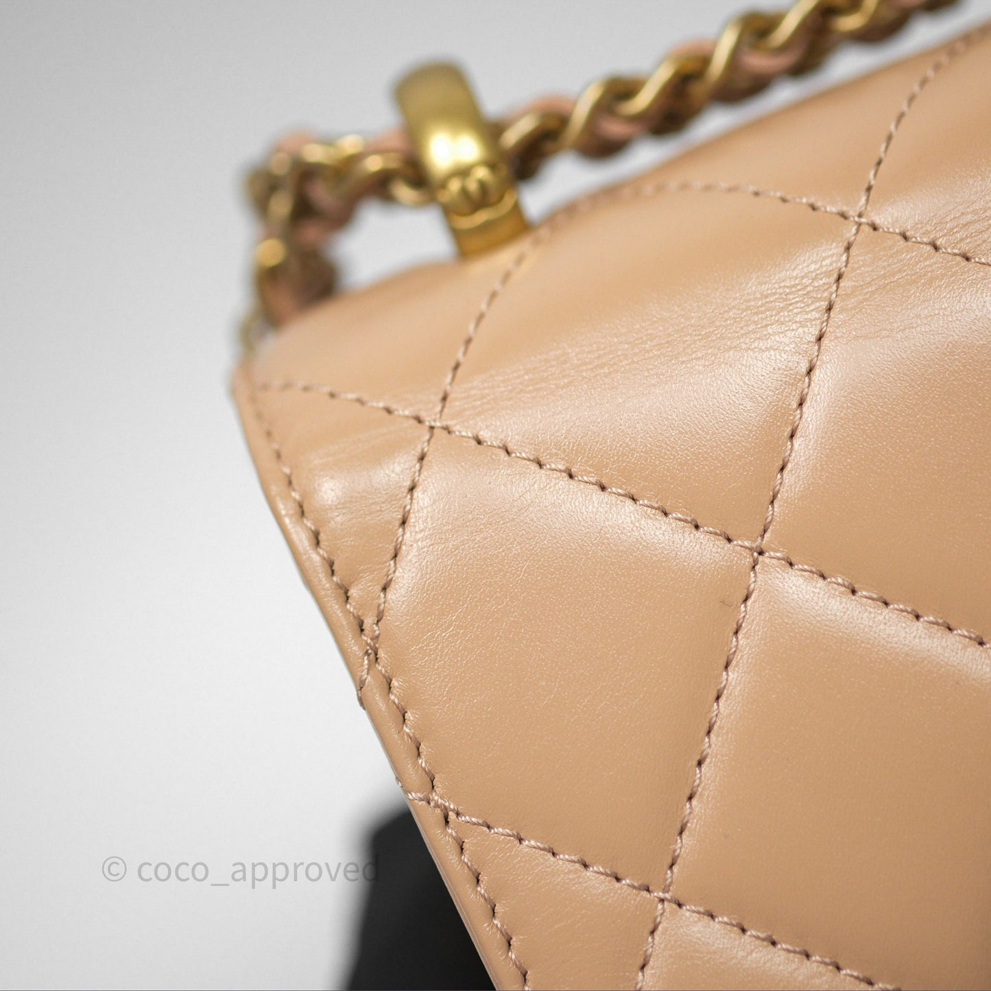 Chanel Quilted Mini Perfect Fit Adjustable Beige Calfskin Gold Hardware