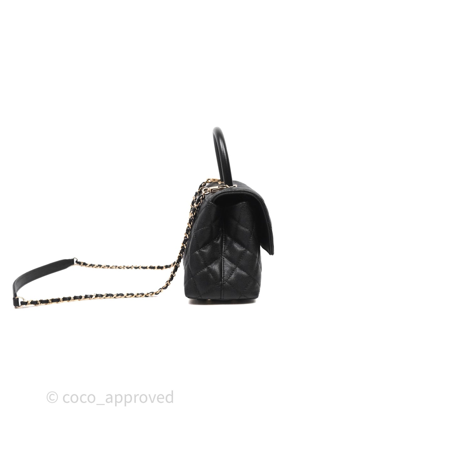 Chanel Small Coco Handle Black Caviar Light Gold Hardware