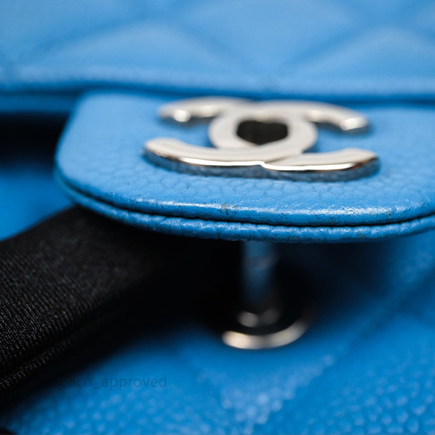 Chanel Quilted Clutch with Chain Caviar Azul Sliver Hardware