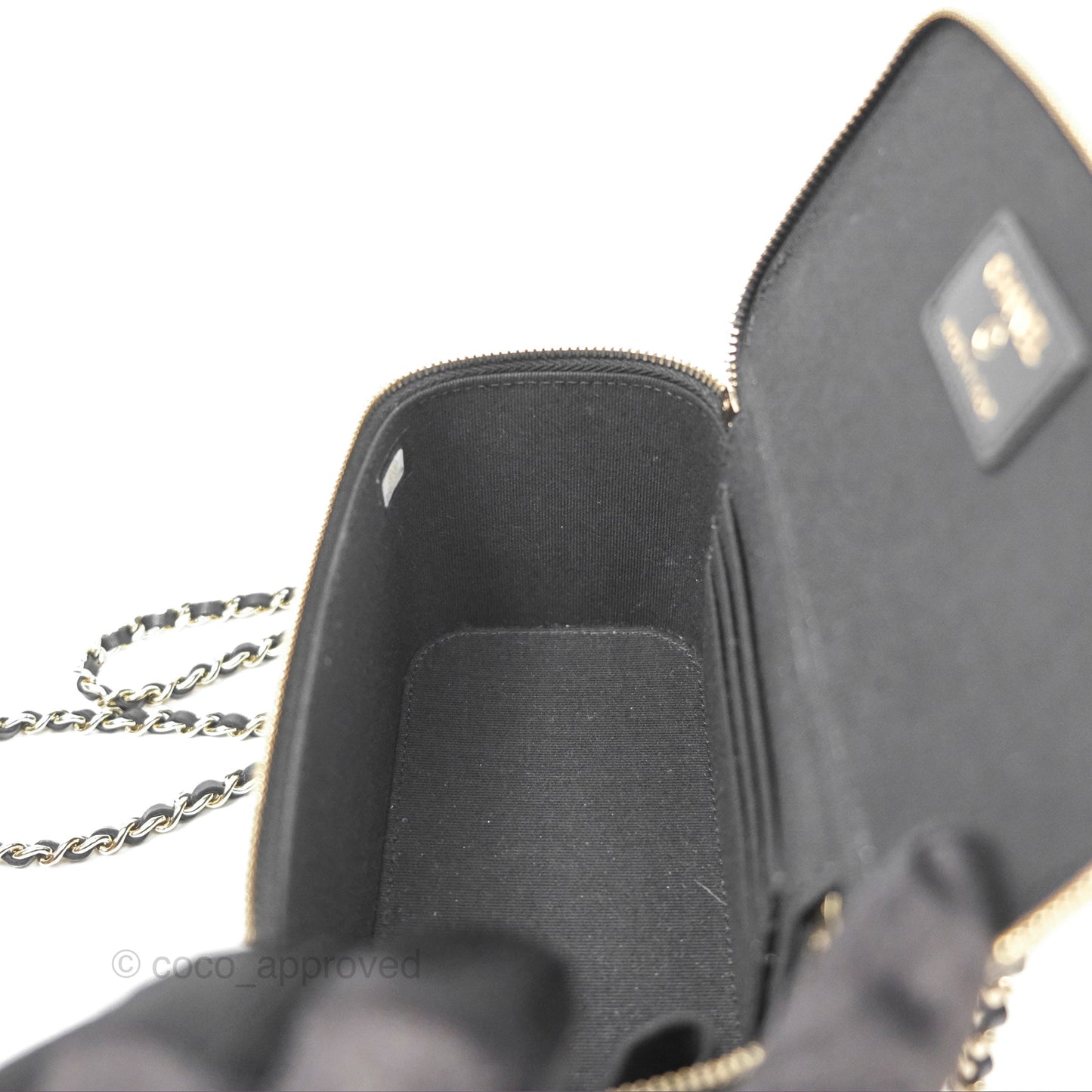 Chanel Vanity Rectangular Top Handle Black Lambskin Gold Hardware