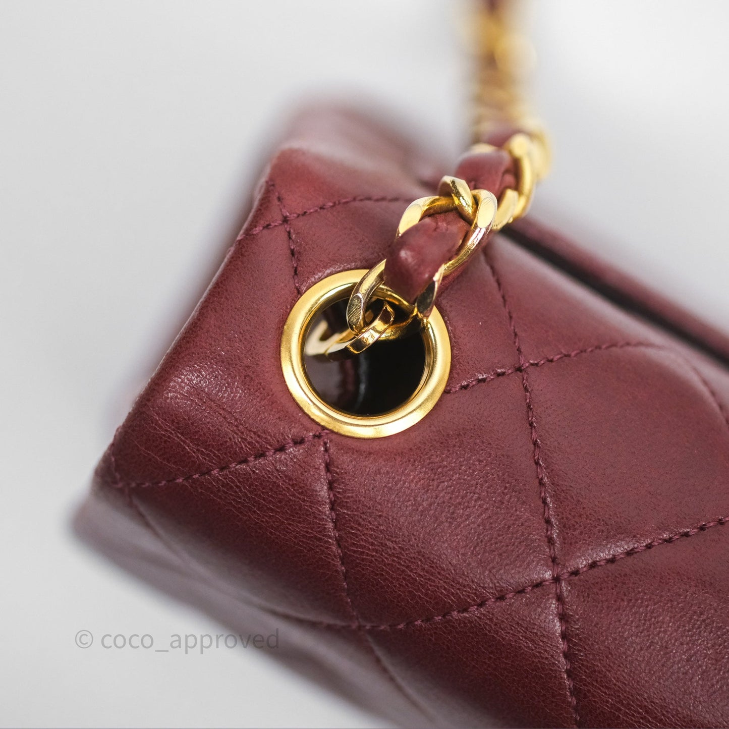 Chanel Vintage Mini Square Burgundy Lambskin 24K Gold Hardware