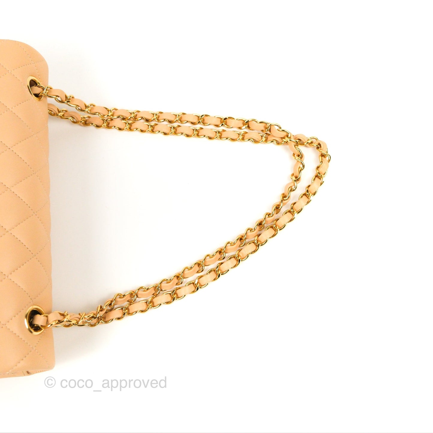 Chanel Classic M/L Medium Flap Quilted Beige Lambskin Gold Hardware