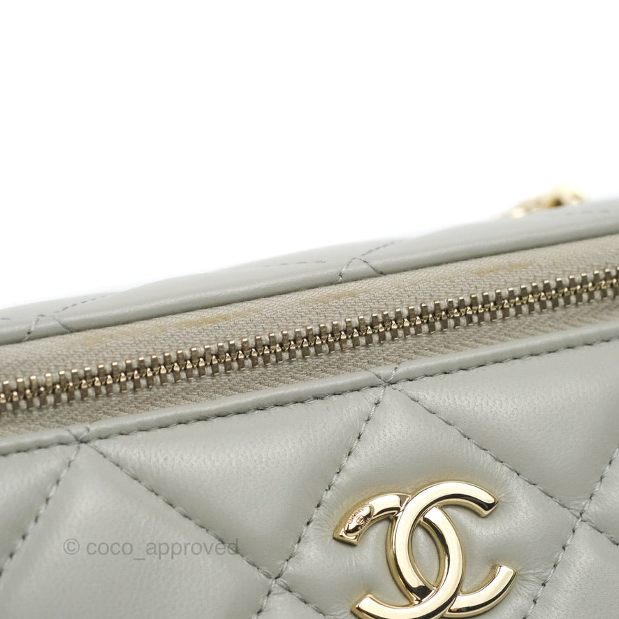 Chanel Vanity with Resin Chain Grey Lambskin Gold Hardware