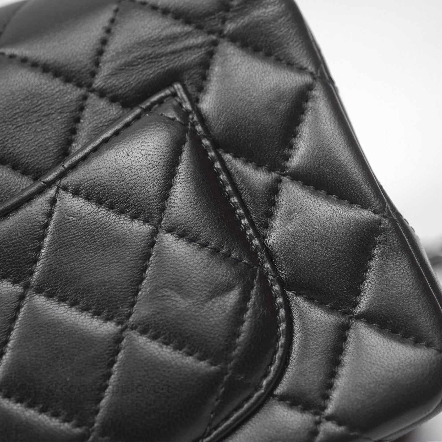 Chanel Quilted Mini Rectangular Flap Black Lambskin Silver Hardware